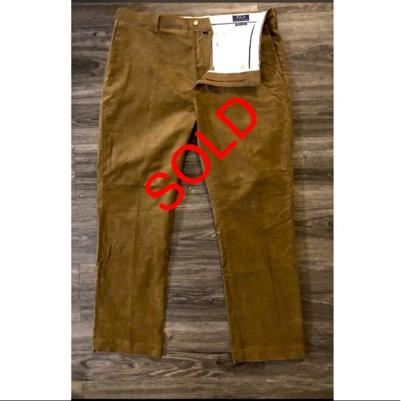 Polo Ralph Lauren Brown Corduroy Pants Men Stretch Classic Fit Size 38 X 32 Mens